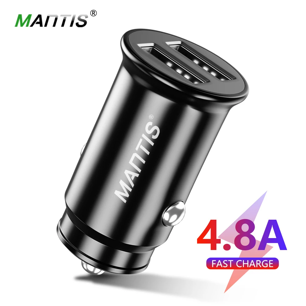 MANTIS 4.8A Мини Автомобильное зарядное устройство Быстрая зарядка двойной USB Автомобильное зарядное устройство для iphone samsung S8 S9 S10 адаптер планшета для мобильного телефона в автомобиле