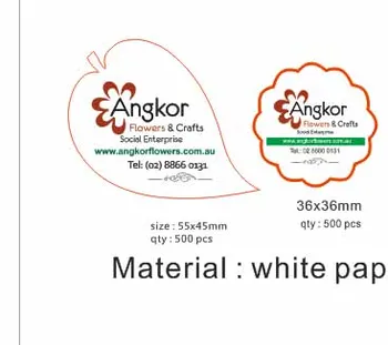 

2000pcs each leaf shape white sticker label customer logo products self seal sticker label flower design