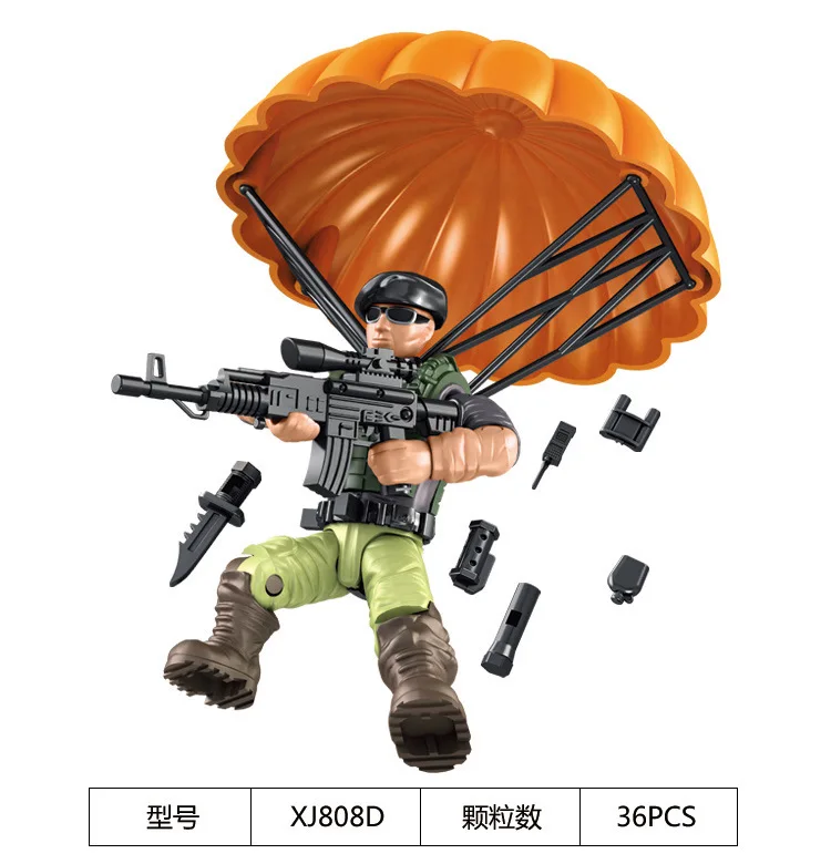 Военные пластиковые фигурки PUBG Mega Soldiers Minifigs модель строительные блоки Airdrop Packet парашют оружие Кирпичи игрушки для мальчиков