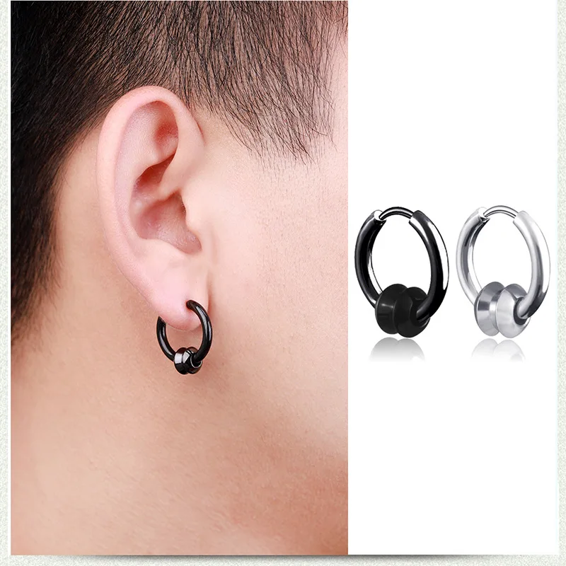 

1 Pcs For men Hip hop rock punk Stud earrings titanium/stainless steel double disc piercing earring fashion jewelry wholesale