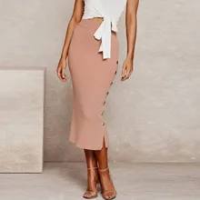 Женские вязаные юбки с высокой талией, осенне-зимняя шерстяная теплая приталенная юбка миди, элегантная Офисная Женская юбка Jupe Femme T3