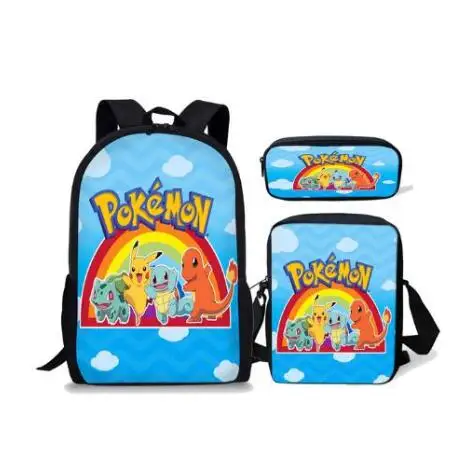 picture color Бренд 3 шт./компл. Pokemon Haunter Иви футболки с изображением героев из мультфильма «Покемоны» рюкзак для мальчиков и девочек с рисунком Пикачу для школьников Дети школьный рюкзак - Цвет: picture color