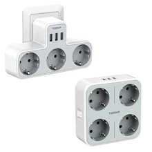 

TESSAN All in 1 Wall Socket Power Strip with 4 Outlets, 3 USB Ports and Power Switch, 45°Angel Creative Degsin for Home, Office