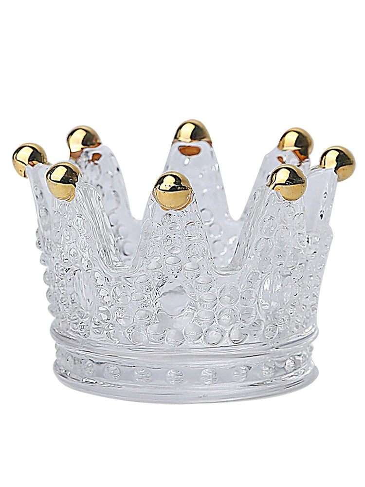 5pcs/set Crystal Candlestick Candle Decoration Cup Crown Glass Candle Cup