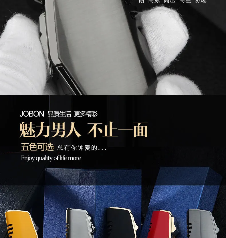 Description Picture 4 of itemJobon Triple Torch Jet Metal Lighter Pipe Lighter with Cigar Cutter Visible Transom Windproof Flame Lighter Gadget for Men