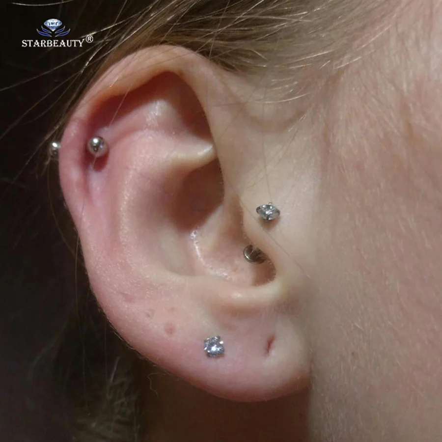 2Pcs Gem Nose Piercing Ear Piercing Set