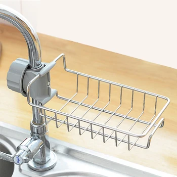 

Kitchen Organizer Storage Rack Faucet Shelf Stainless Steel Dishwashing Drainer Filter Water Rack escurridor de platos Hot D11