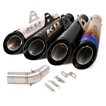 Slip On Motorcycle Exhaust Mid Link Pipe And 51mm Vent Tube Stainless Steel Exhaust System For SUZUKI DR300 HJ300