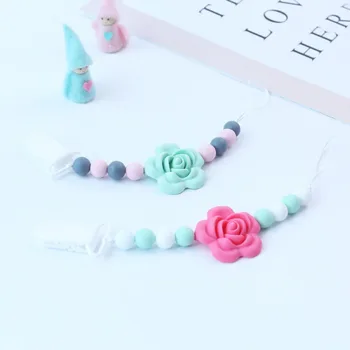 

Baby Pacifier Chain Holder Clip Infant Pacifier Clip Strap Dummy Clip Beads Chain Baby Soother Nipple Hold Teething Flower