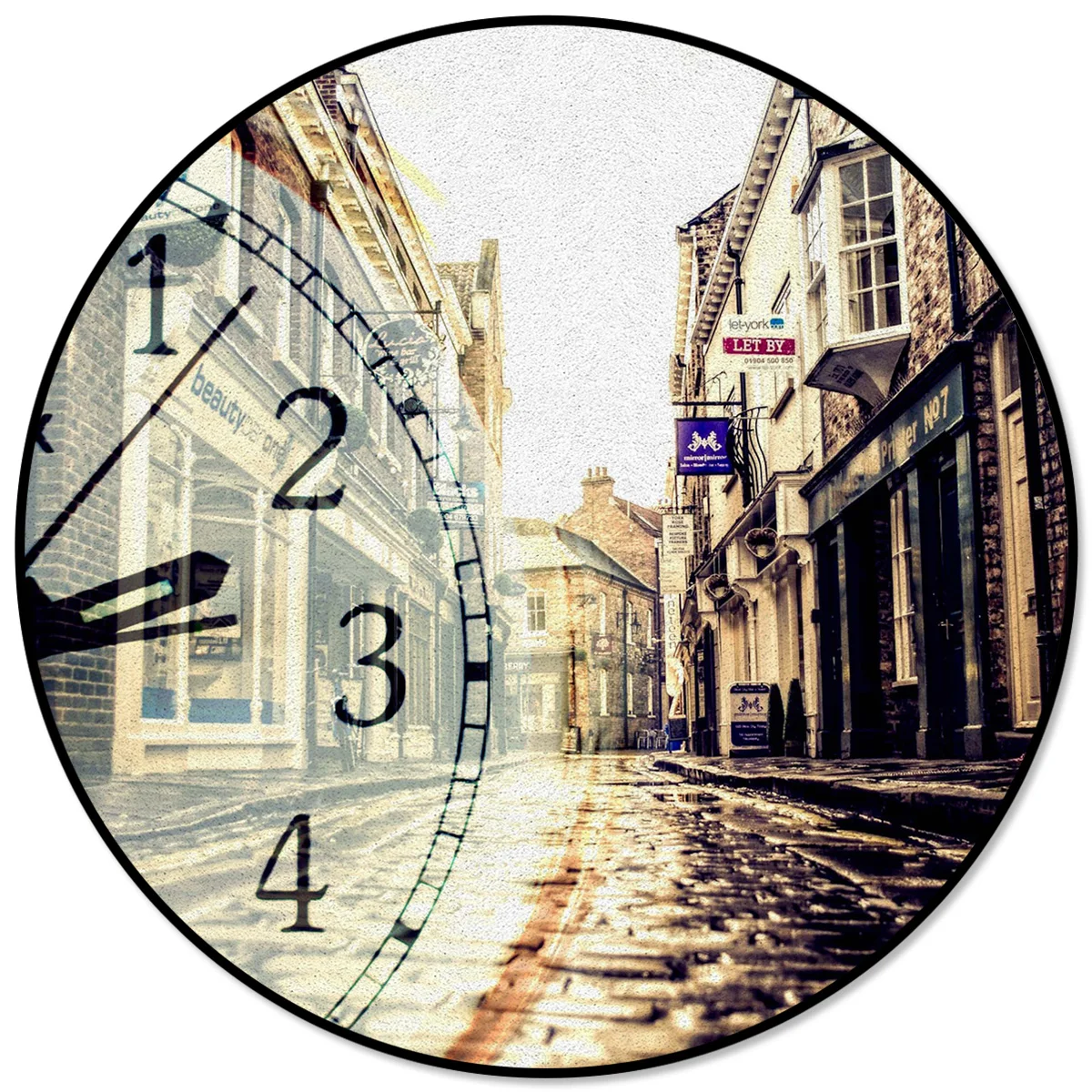 Clock Retro Street Pattern Rugs and Carpets for Home Living Room Round Rug Children Rooms Non-slip | Дом и сад