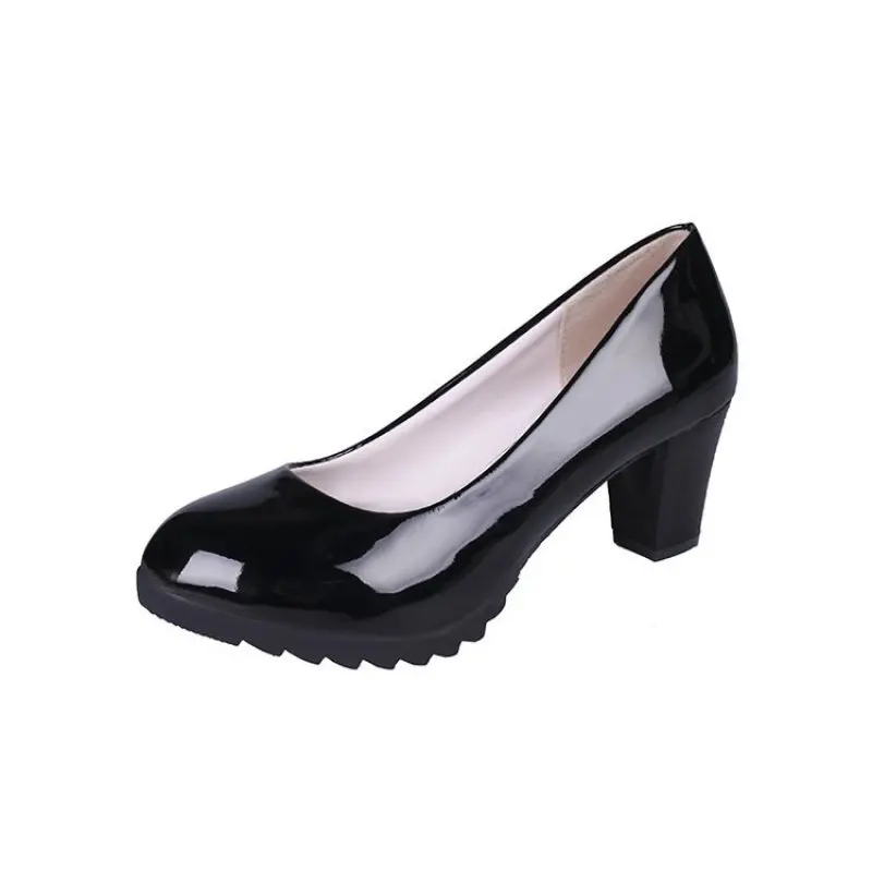 

Work professional women's shoes shallow mouth work stewardess leather hotel employees high heels shoes women