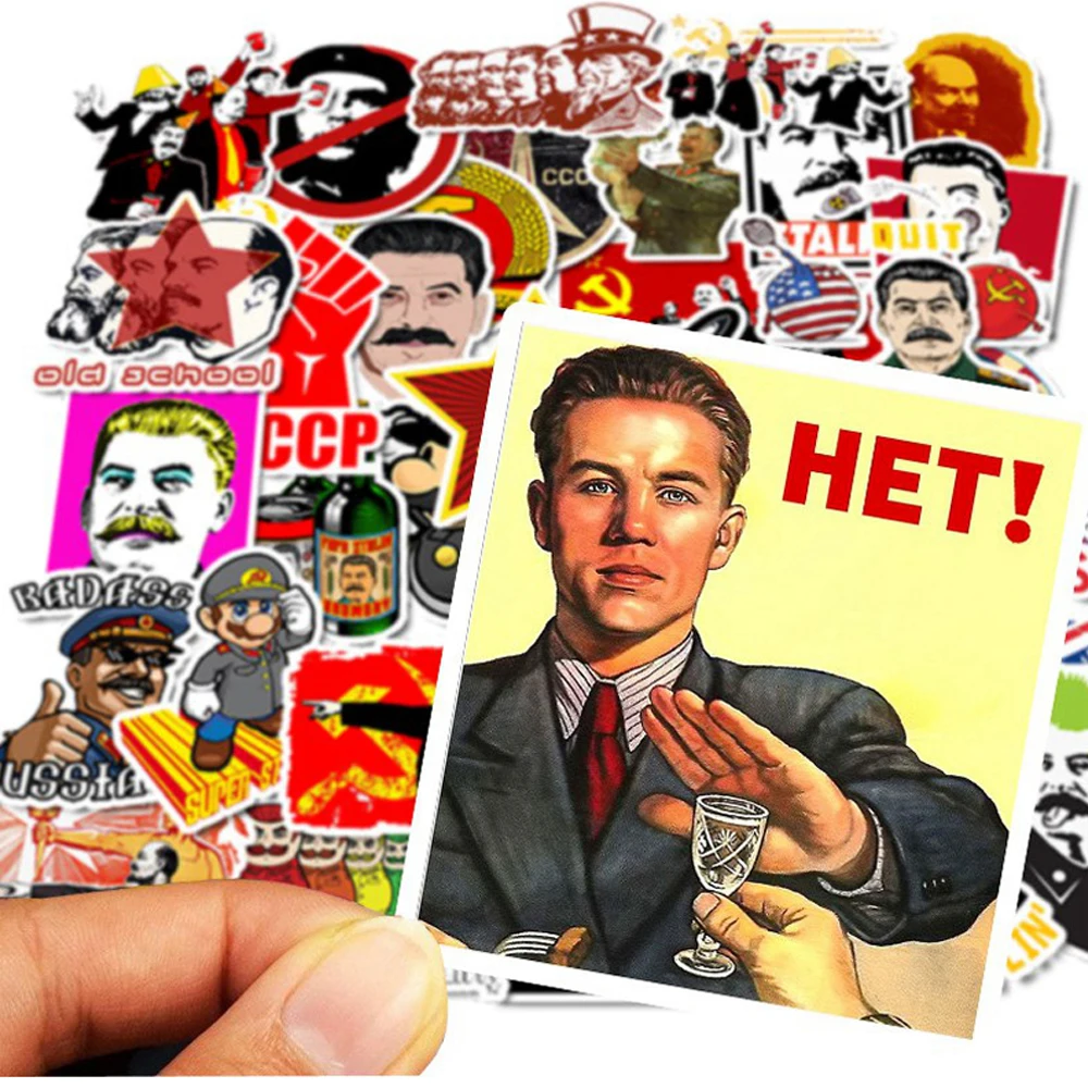 

50PCS Mixed Soviet Union Stalin USSR CCCP HET Stickers DIY Waterproof Skateboard Guitar Luggage Motorcycle Cool Sticker Kid Toy