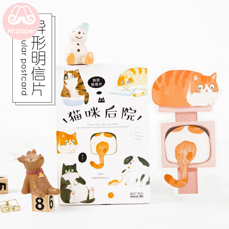 

Mr paper .30 pcs Cute Cartoon Cat Series Of Postcards Group Invitation Greeting Card Wish Card Gift Cards Office Stationery Gift