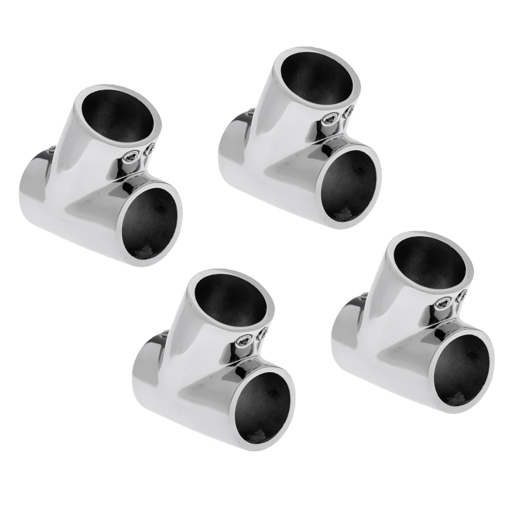4 Pack Heavy Duty 316 SS Boat Hand Rail Fitting- 60 Degree T/Tee for 7/8inch 22mm Tube Pipes, Mirror Polished