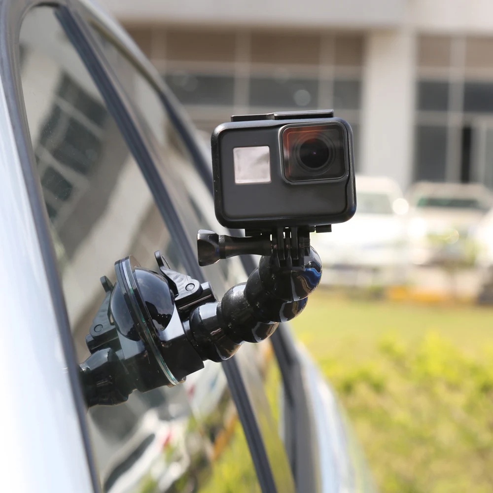 Автомобильный держатель на присоске для GoPro Hero 8 7 6 5 4 3+ все камеры Xiaomi Yi Go pro SJcam SJ4000 SJ5000 AKASO eken с защитным тросом