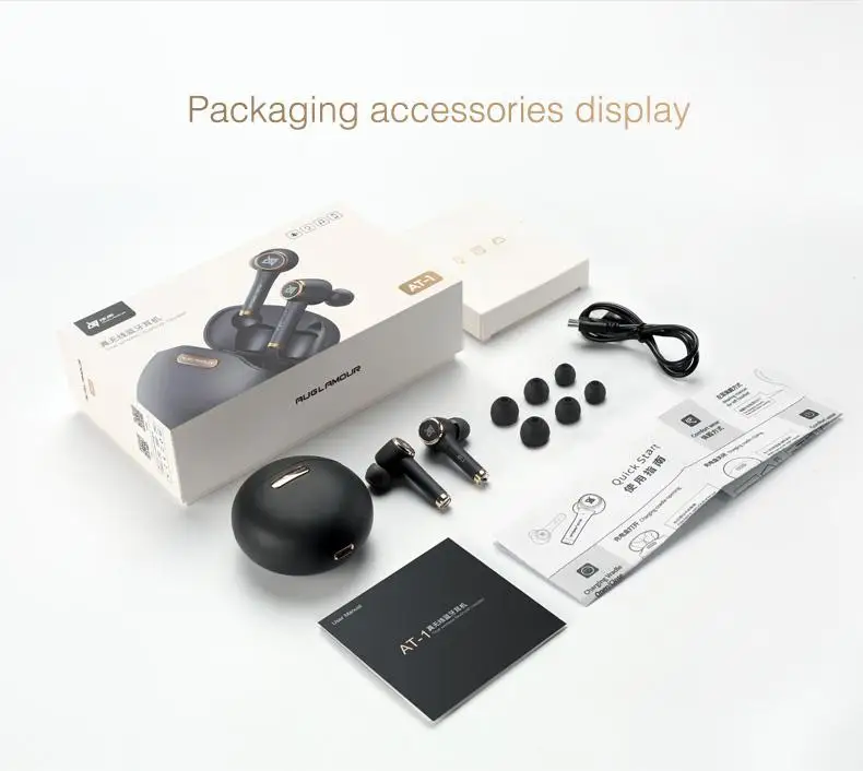 AUGLAMOUR AT-1 Bluetooth 5,0 беспроводные наушники IPX5 TWS настоящие Беспроводные водонепроницаемые спортивные AT1 HiFi наушники-вкладыши
