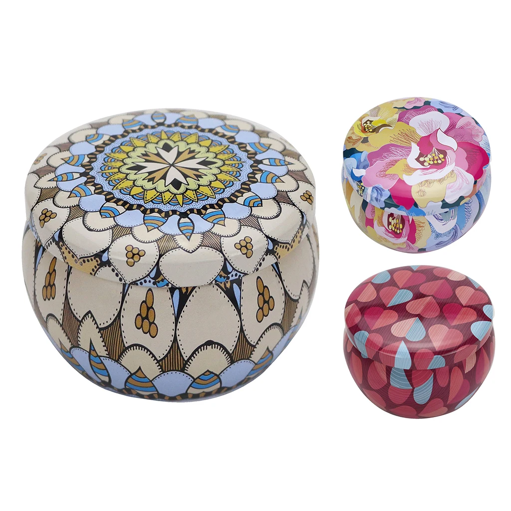 75x50mm Candle Making Tin Can Container Reusable Retro Printing Storage Box DIY Candle Holder