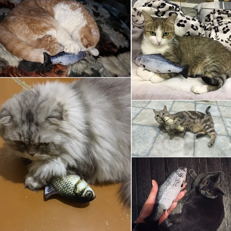 Интерактивная игрушка для кошек, кошек, мятных рыбок, плюшевые игрушки в форме, покрытые Кошачьей Мятой травой для питомца, котенка, 20 см
