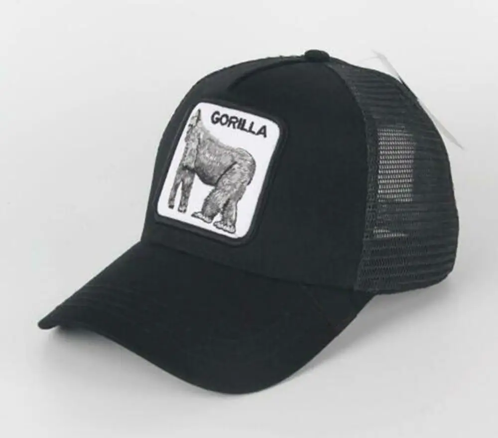 Новинка, летняя кепка для водителя грузовика, сетчатая бейсболка, хип-хоп шапки для мужчин, бейсболка с вышивкой GORILLA-black