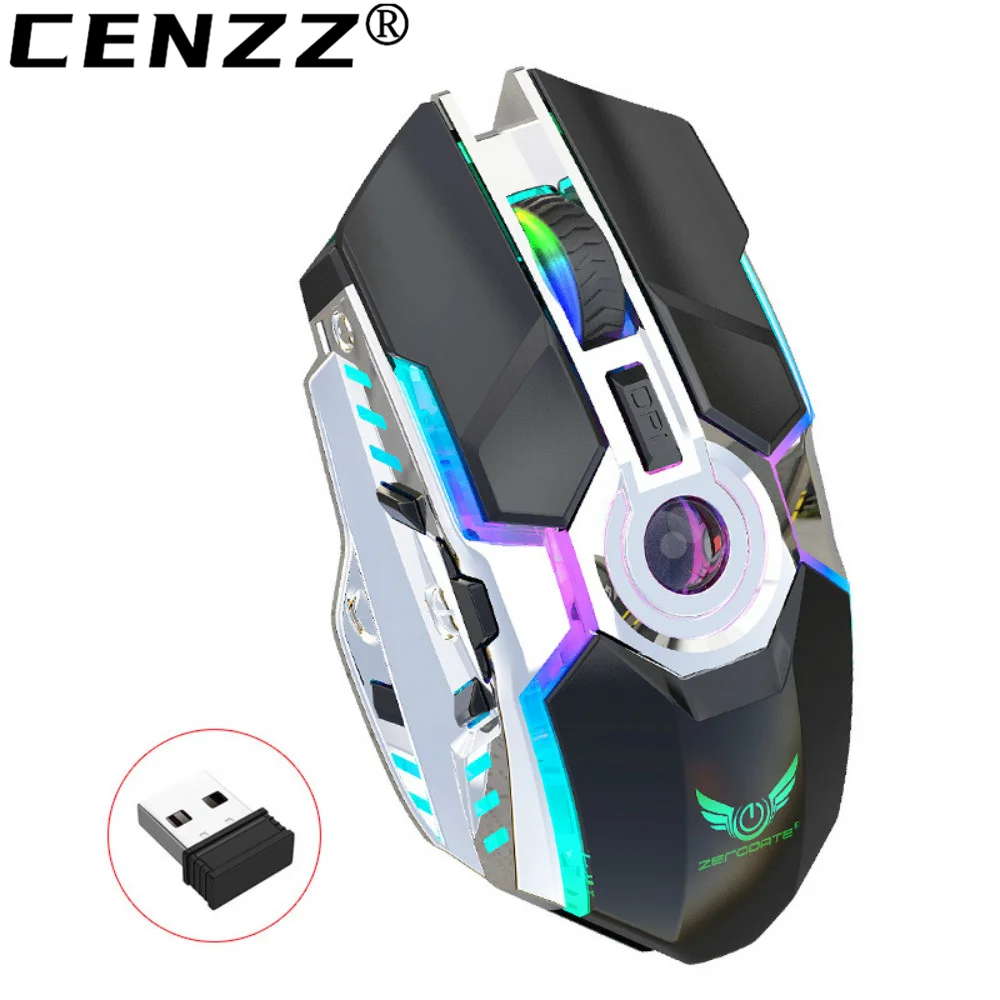 

New 2.4G Wireless RGB Glow 2400DPI Adjustable Rechargeable Gaming computer Mouse Energy Saving Suitable For Office Leisure Games