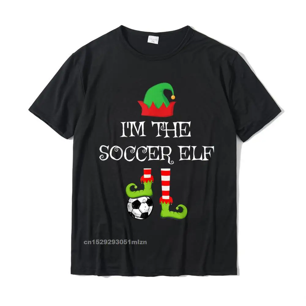 3D Printed Pure Cotton Tops Tees for Men Cool T Shirts Funny 2021 Hot Sale Round Collar T Shirt Short Sleeve Wholesale Im the Soccer Elf Matching Family Group Christmas T-Shirt__5255 black