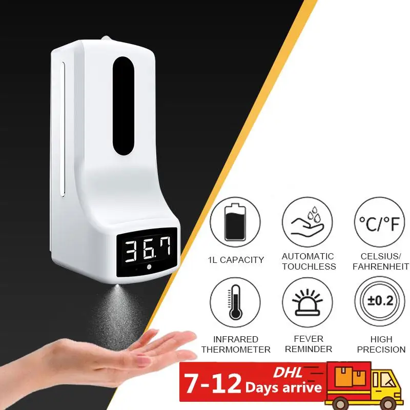 

2 in 1 1L Portable Thermometer Wash Hand Machine High Precision Thermometer Sensor Automatic Touchless Soap Dispenser New