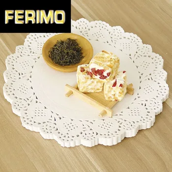 

9.5inch Eco-Friendly Grease-Proof Beige Paper Doilies For Party Wedding Christmas Table Decorative Cake Holder 9.5" 240mm 100pcs