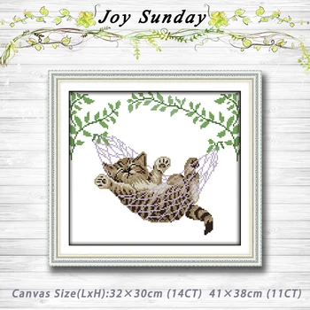 

A cat on a basket Animal decor painting dmc 14CT 11CT counted cross stitch kits embroidery set Needlework Set Home decor