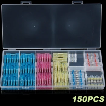 

100Pcs Heat Shrink Butt Connectors + 50Pcs Solder Sleeve With Box electrical connector crimps wire crimp connector