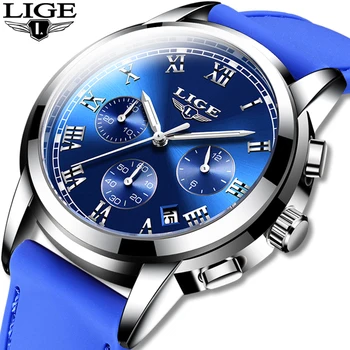 

2020 New Watches Men Luxury Brand LIGE Chronograph Men Sports Watches Waterproof Silicone Quartz Men's Watch Relogio Masculino