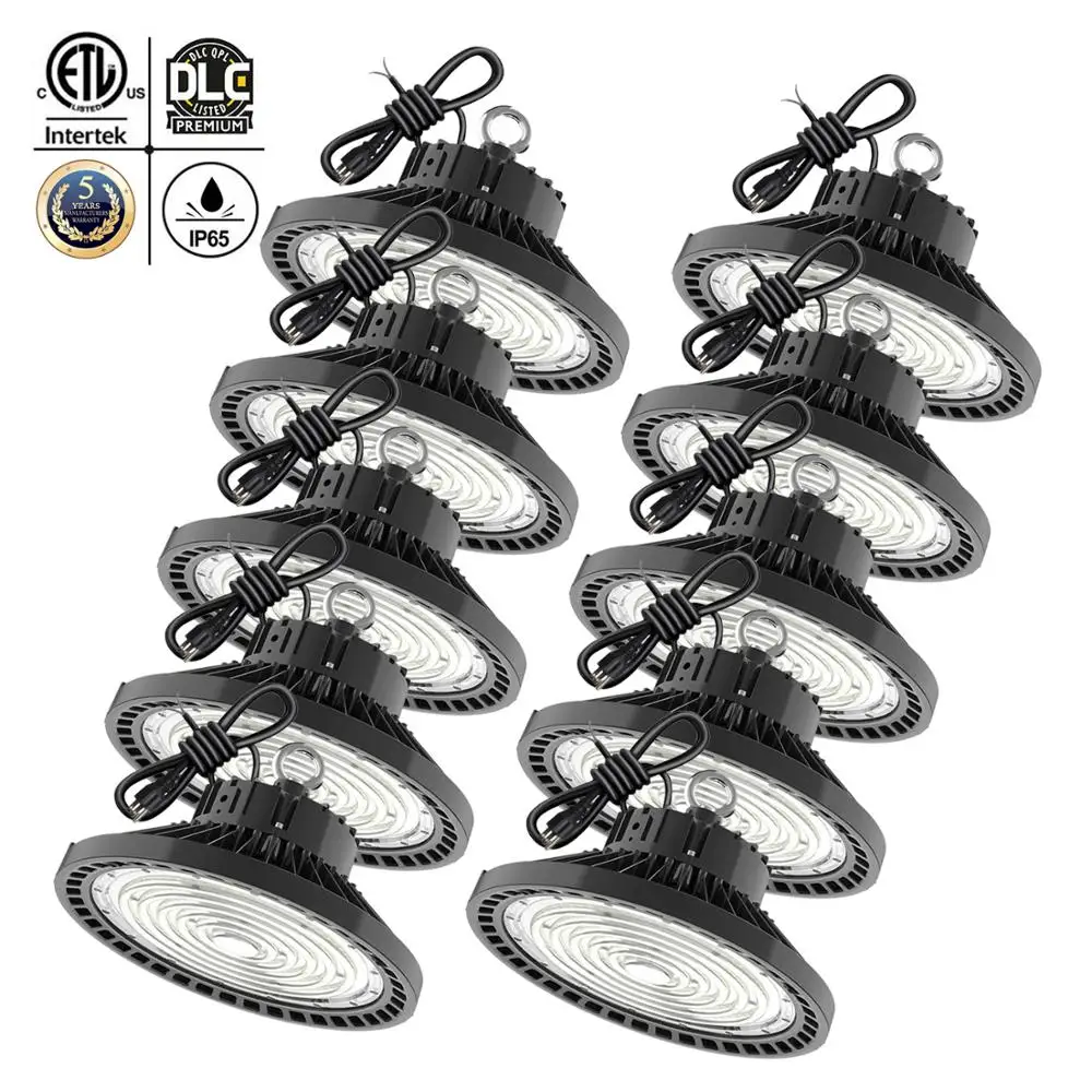 

10Pack ETL DLC 200W UFO LED High Bay Light, Replacement for 800W HID/HPS,5000K Daylight White IP65 LED Warehouse Garage Lighting