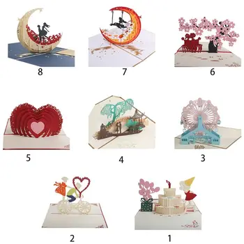 

3D Greeting Card Romantic Pop-up Card for Couples Birthday Valentine Day Gifts E15B