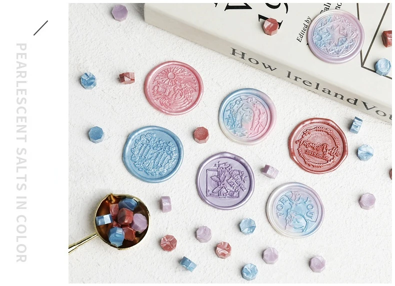 50Pcs Color Mixing Wax Seal Beads DIY Scrapbooking Stamp Craft Supplies Making Envelope Wedding Invitation Octagonal Seal Wax