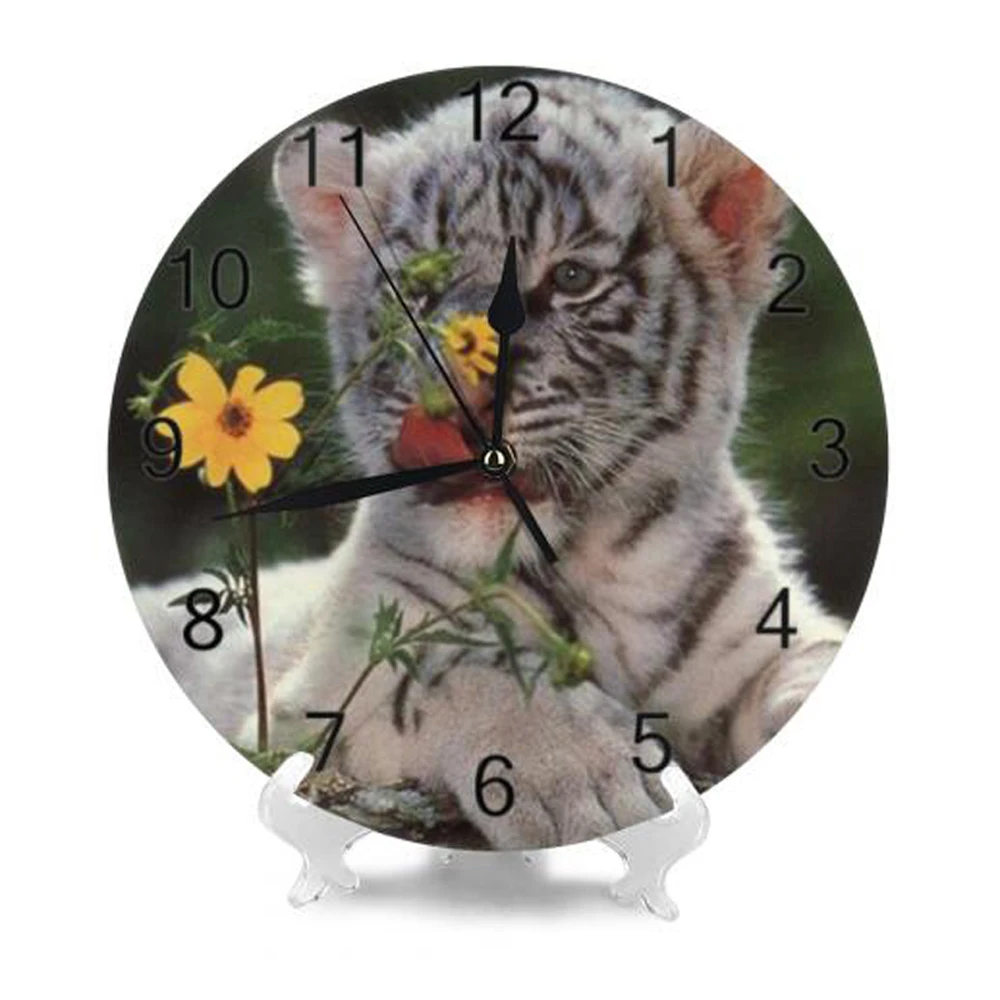 Tigers Big Round Wall Clock Numeral Digital Dial Mute No Ticking Slient Battery Operated Kitchen Clocks Home KitchenWall Decor | Дом и сад