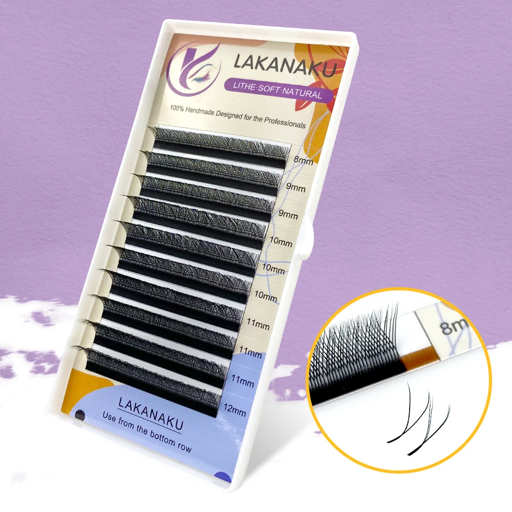 Lakanaku Faux Cils Y Lashes Volume Matte Black Premium Lash Extension 0.07 C/D 8-15 Natural Lashes Female Makeup Y Shape Eyelash