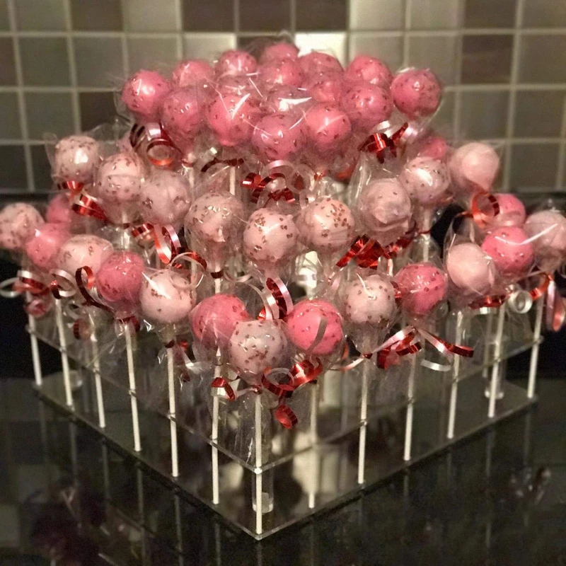 

1* Lollipop Holder DIY Clear Acrylic 2-Tier 56Holes Cake Lollipop Holder Party Display Stand for party wedding Christmas dec