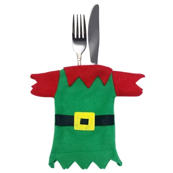 

Xmas Decoration Tableware Bags Christmas Elf Clothes Cover For Knife Fork Storage Dining Table Home Party Decor Desktop Ornament