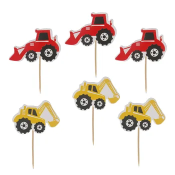 

Excavator Theme Happy Baby Shower Kids Boys Favors Cupcake toppers Decorations Birthday Party Cake Topper With Sticks 240pcs/lot