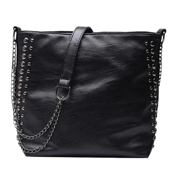 

ASDS-Ladies Handbag Large Capacity Ladies Shoulder Bag Wild Messenger Bag Studded Chain Bag Large Capacity Bucket Bag