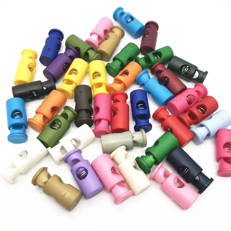 20Pcs Multicolor Cord Lock Toggle Switch Clamp Stopper DIY Jacket Hat Rope Lock Buckles Single Hole Elastic Adjustment Buckles