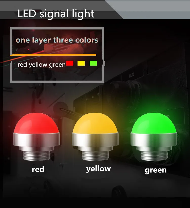 LED MINI Warning Light 3W 24V Waterproof Dustproof Industrial Machines Tricolor Hemispherial Metal Alarm Indicator Fault Lamp