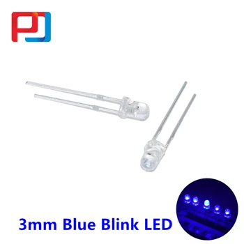 

100pcs 3mm LED Diodes Flash Flashing Blue Blinking 2-Pins Clear 3 mm Intermitente Azul Light Emitting Diodos F3 danshan Blue