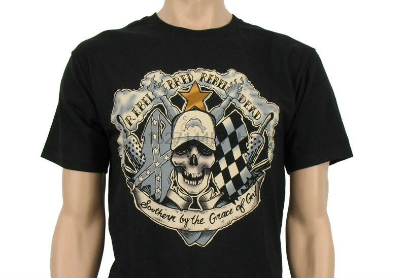 Felon Pin Up Punk Street Bike Gothic Americana Tattoo Art Mens Tee REBEL BRED(2) |