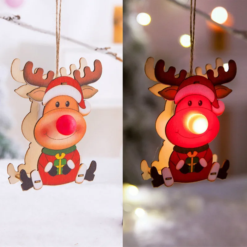 Coffret de décoration,Pendentif de sapin de noël en bois,guirlande