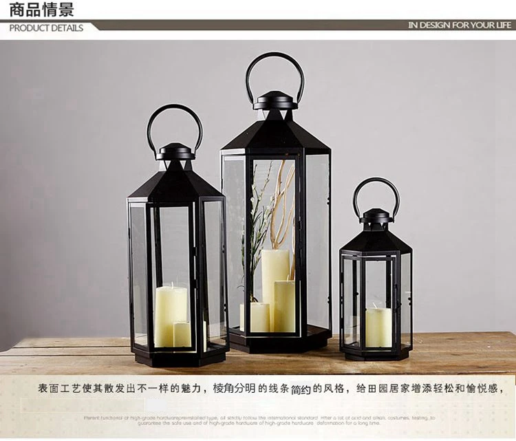 Кованое стекло подсвечник открытый подсвечники фонарь современный подсвечник Свадебные украшения двор балкон FC087