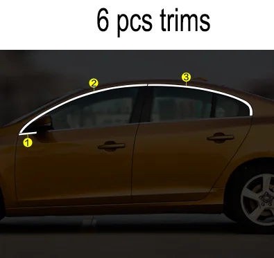 Нержавеющая сталь окна автомобиля планки для volvo s60 2012 2013 2011 - Цвет: 6 pcs trims 2