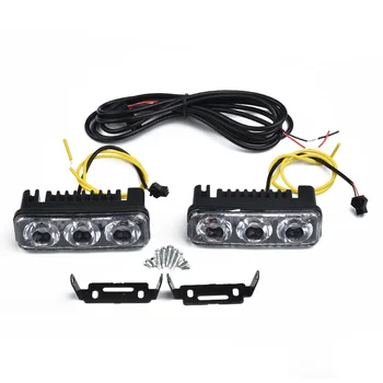 

2pcs/pair Universal Car Daytime Running Lights 3-LED Super Xenon White Amber Turn Signal Front Fog Lamp For Cars SUV Vans 12V