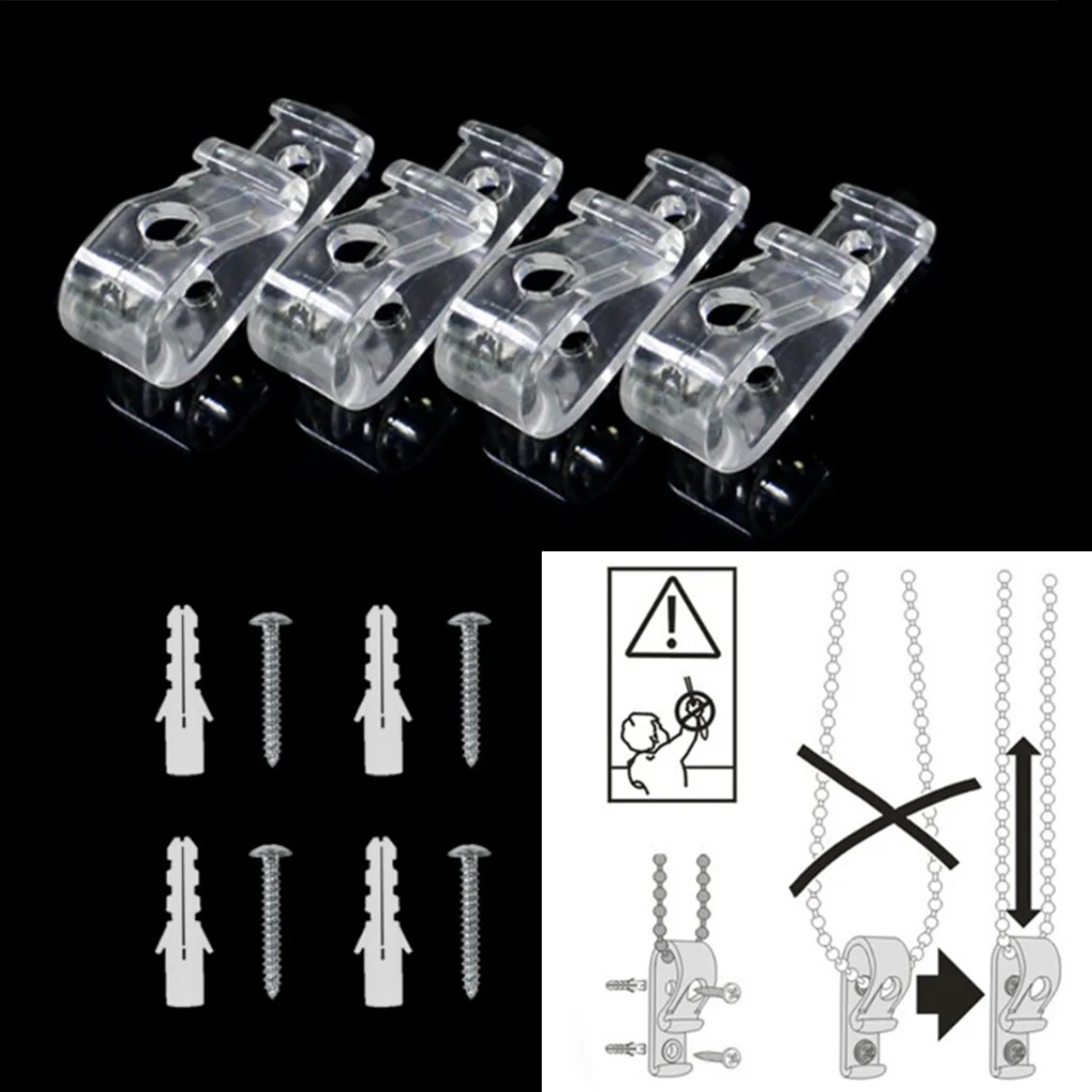 Moligh doll 8Pcs Curtain Clear P Clips Hook,Roller Blind Clips Safety Chain Cord P Clip Hooks for Vertical Roman Roller Blinds 