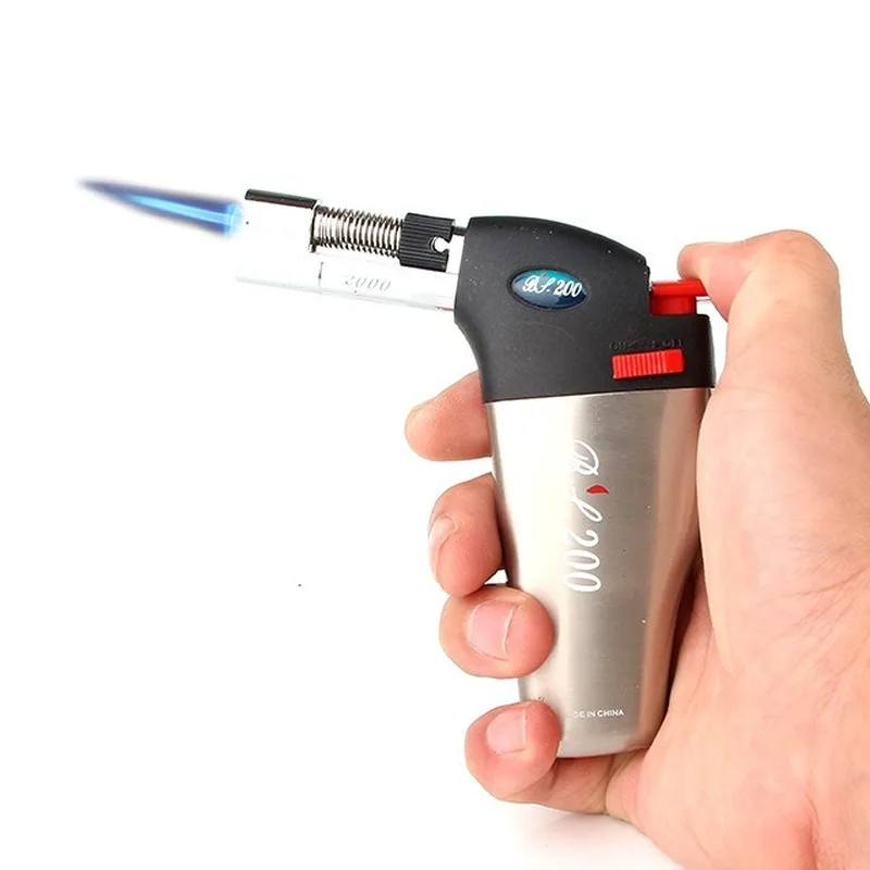 

Spary Gun Small Welding Gun Wrench Lighter Blue Fmale Straight Lighter Windproof Metal Inflatable Butane Gas Encendedores