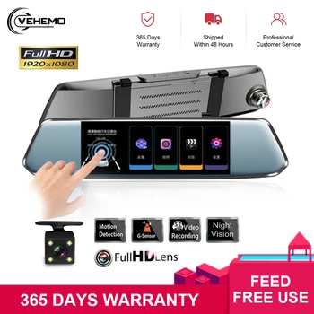 

170° Car DVR 7" Camera HD 1080P Dual Lens Rearview Mirror Camcorder Auto Video Registrator Dvr Recorder Dash Cam Parking Monitor